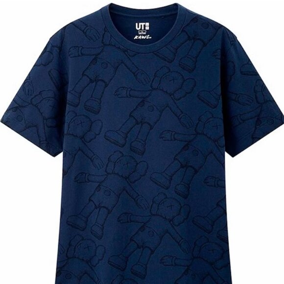 KAWS x Uniqlo All Over Holiday Print Tee Blue - Picture 1 of 6